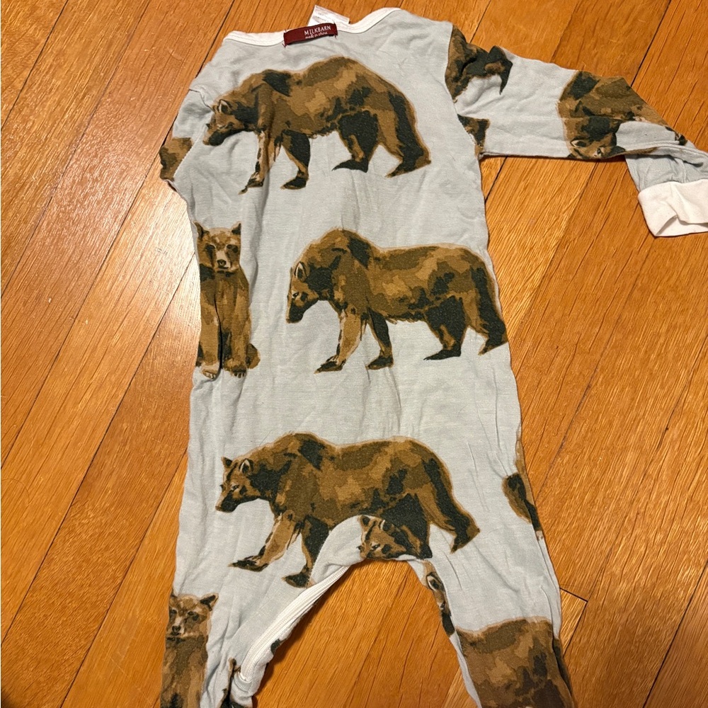 Milkbarn Bear Print Footed zipper pajamas - Picture 5 of 5